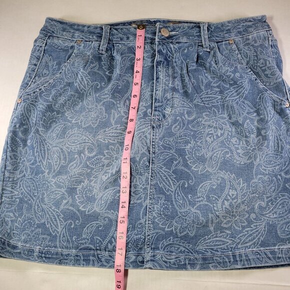 Seven7 Womens Delancey Blue Floral Cotton Blend Paisley Denim Skirt Size 14 - Picture 8 of 8